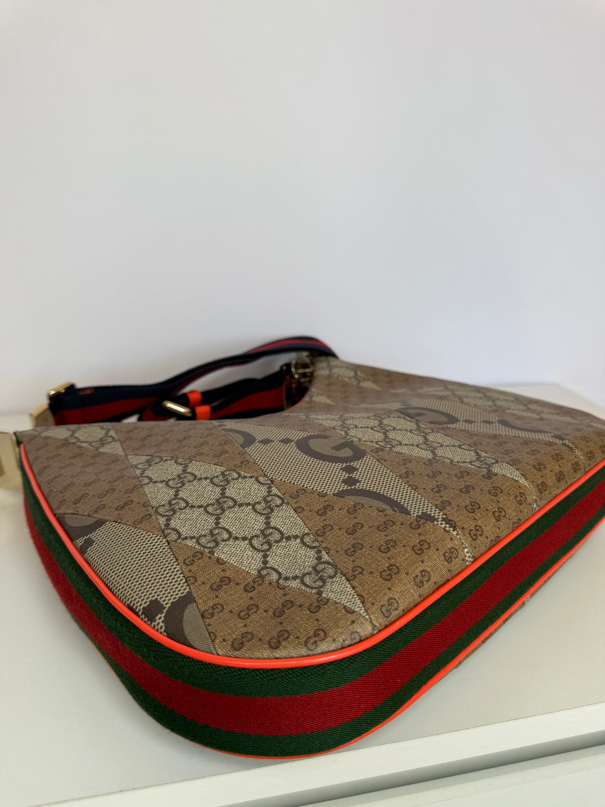Gucci GG Supreme Attache Patchwork Medium Shoulder Bag