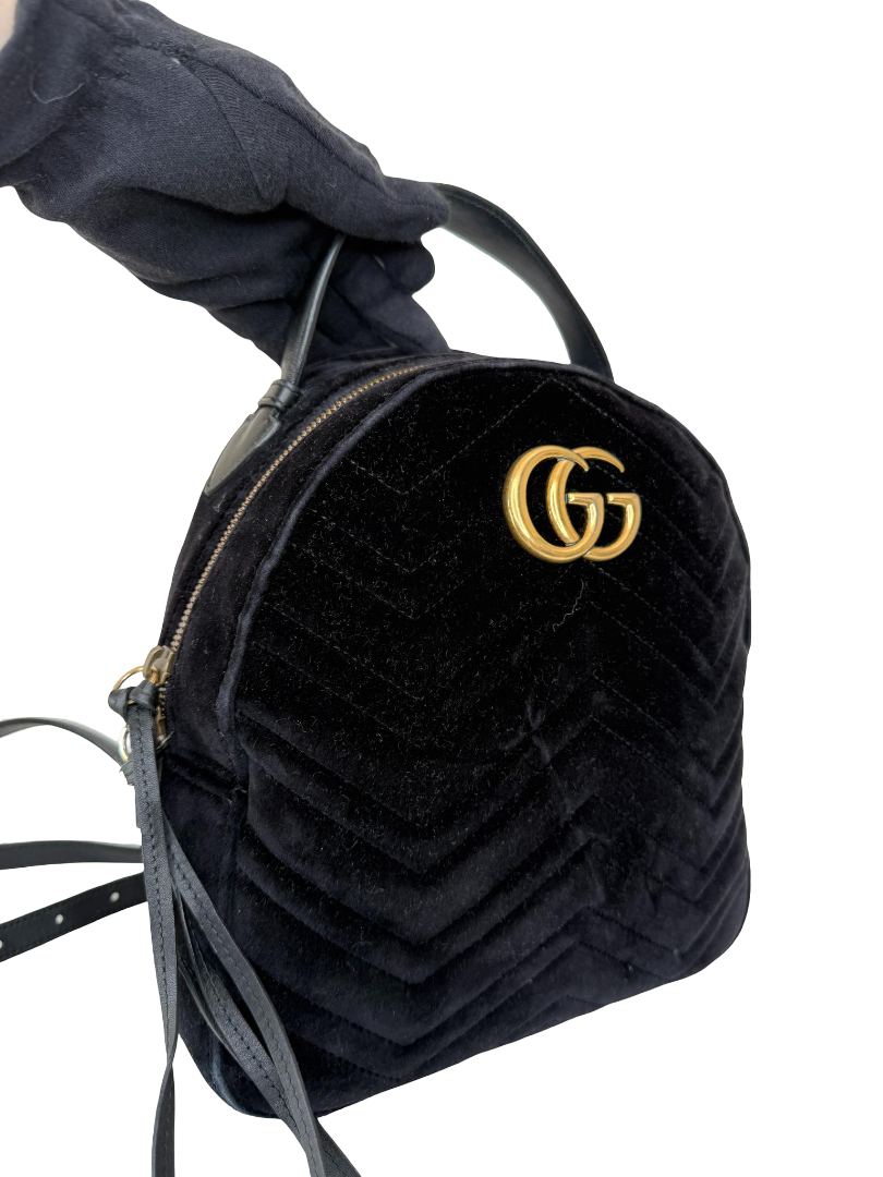 Gucci GG Marmont Matelasse Velvet Backpack