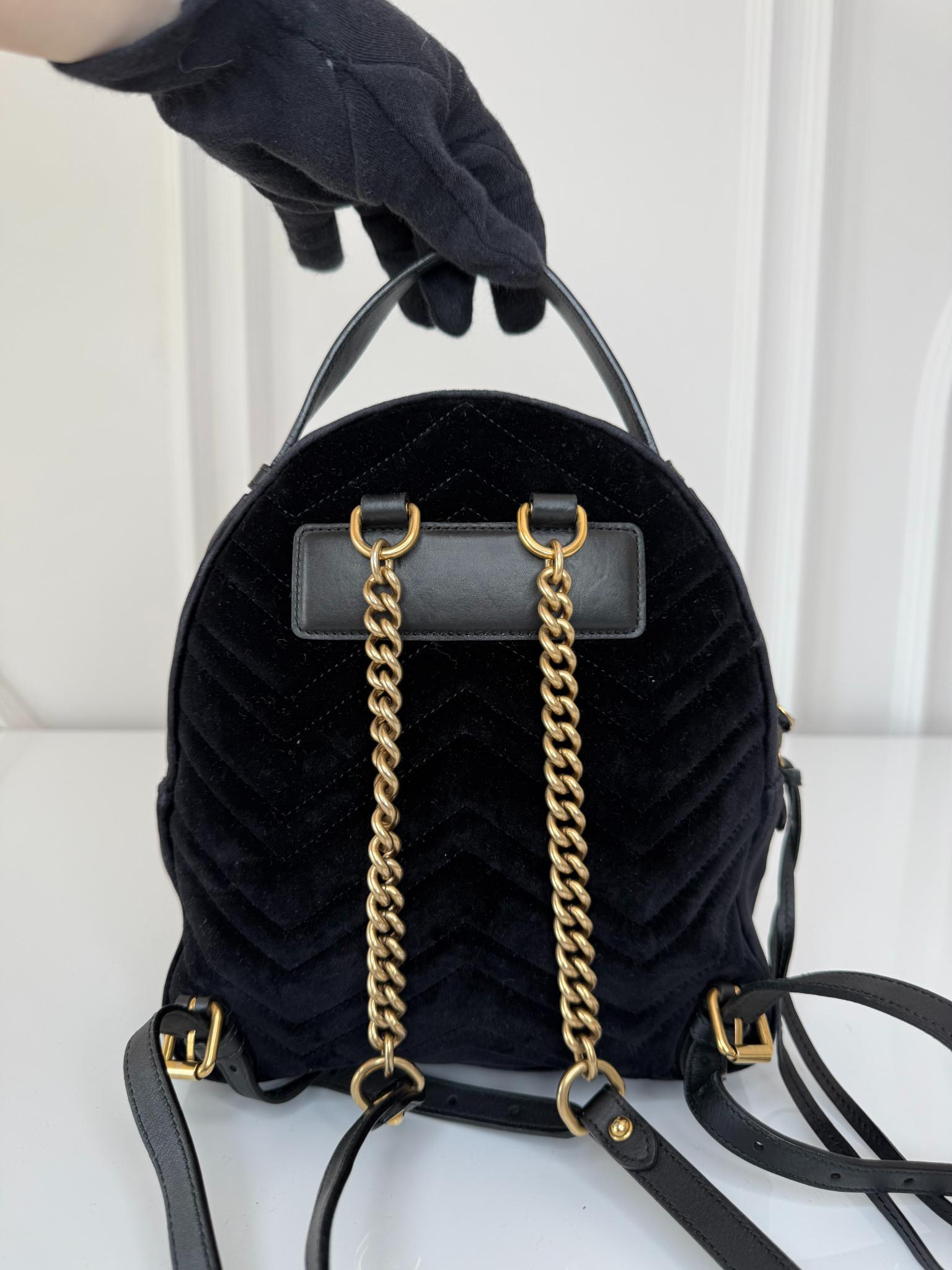 Gucci GG Marmont Matelasse Velvet Backpack