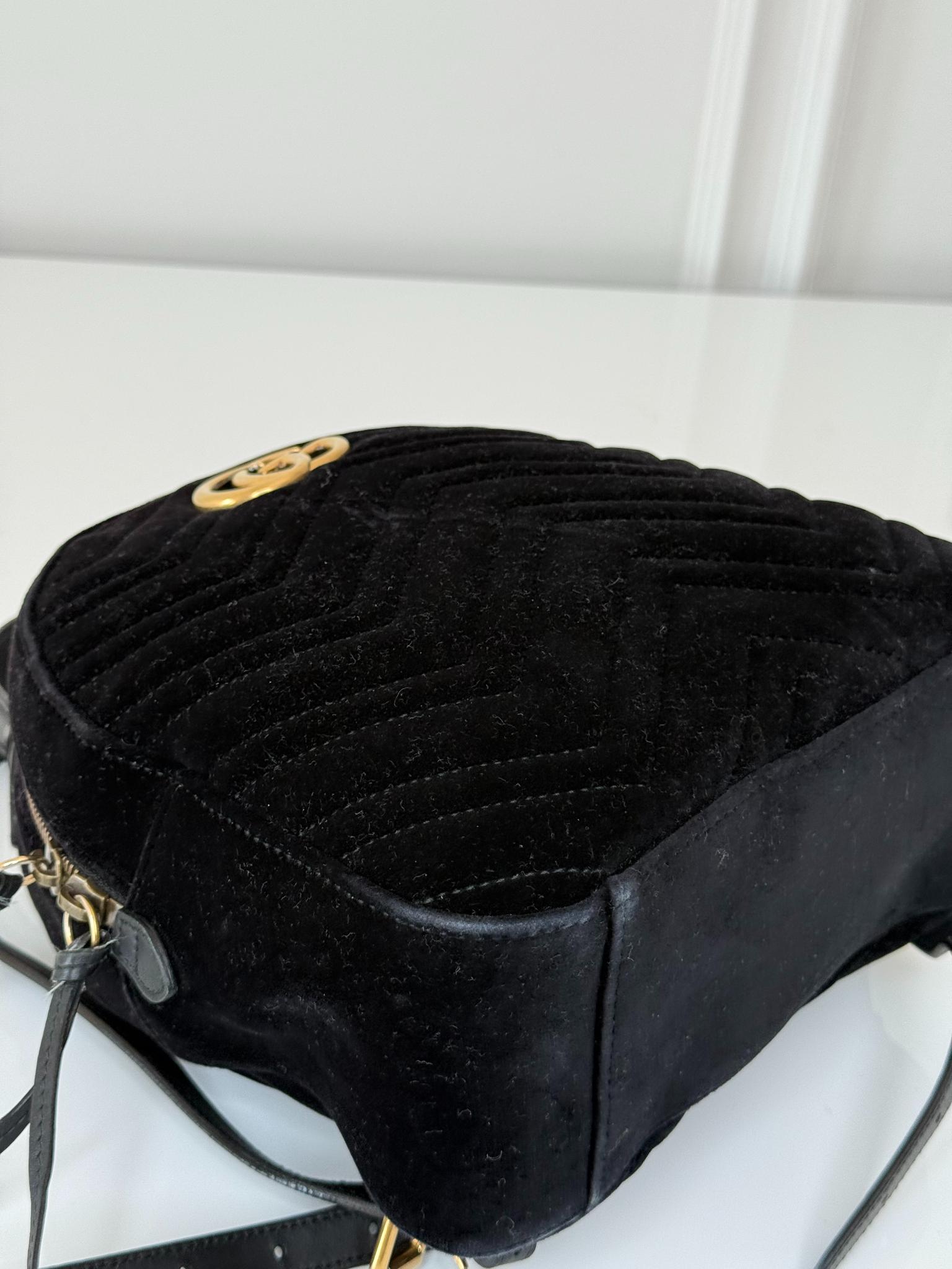 Gucci GG Marmont Matelasse Velvet Backpack