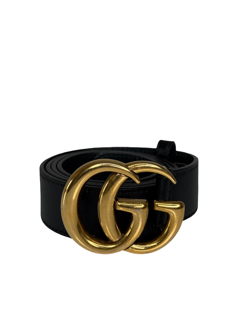 Gucci GG Marmont Black Leather Belt