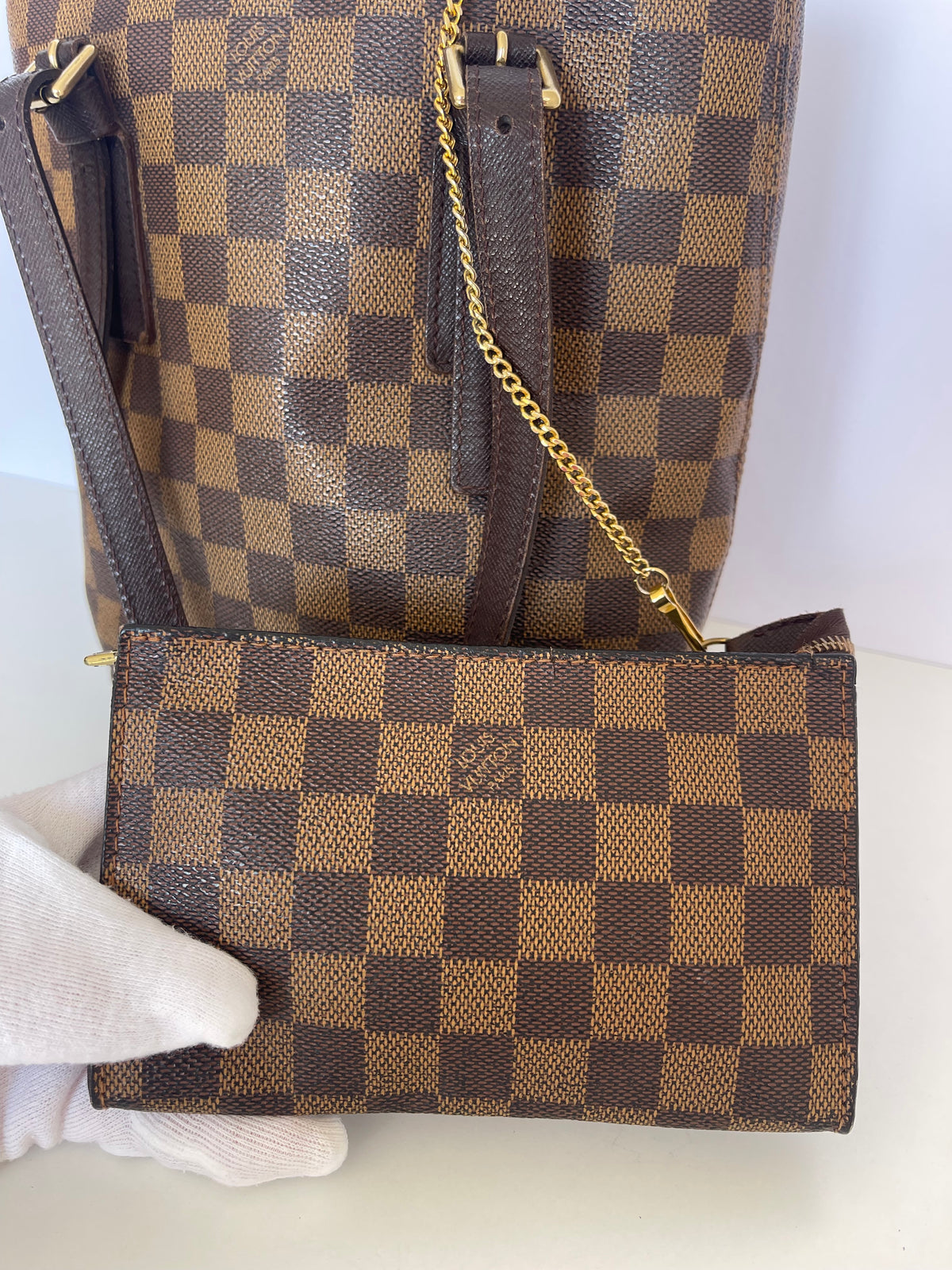 Louis Vuitton Bucket PM Damier Ebene with Pouch