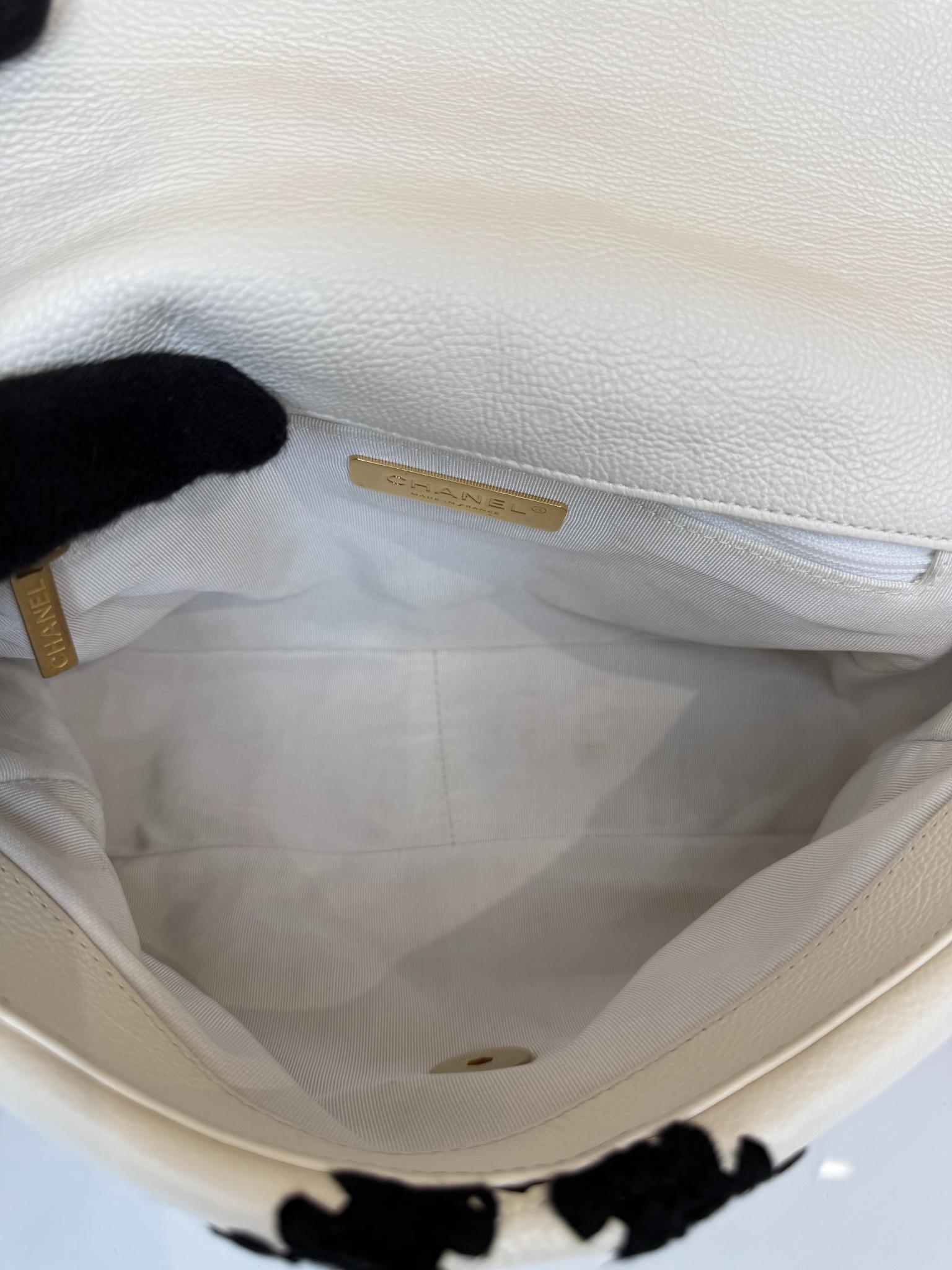 Chanel 19 White/Black Medium Crochet Flap Bag