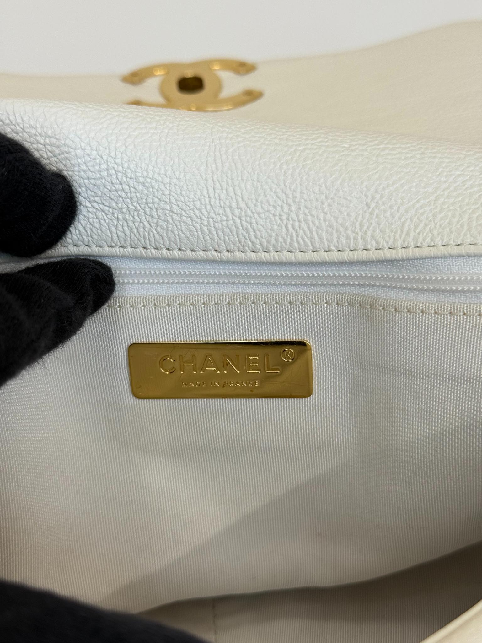 Chanel 19 White/Black Medium Crochet Flap Bag