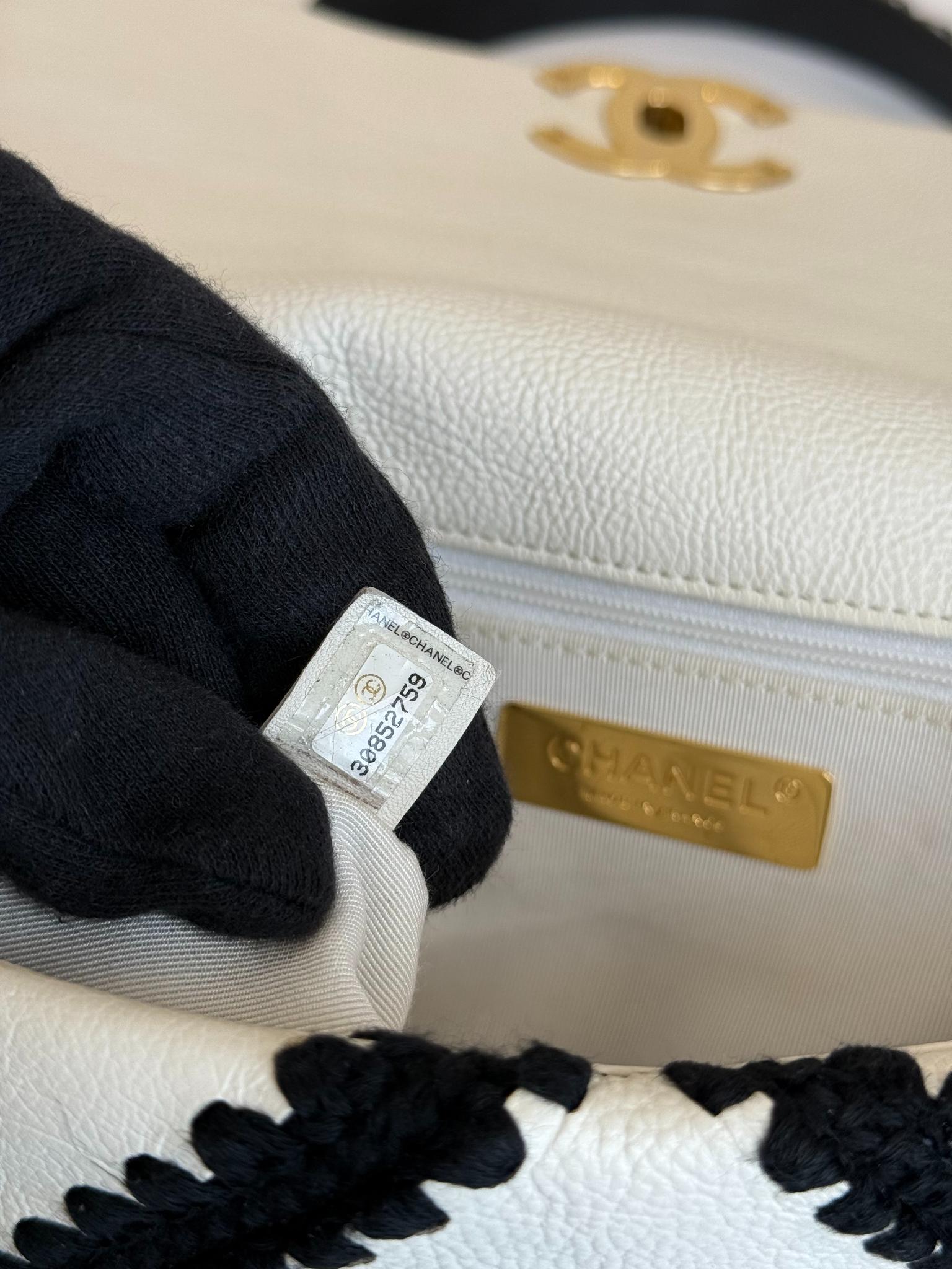 Chanel 19 White/Black Medium Crochet Flap Bag