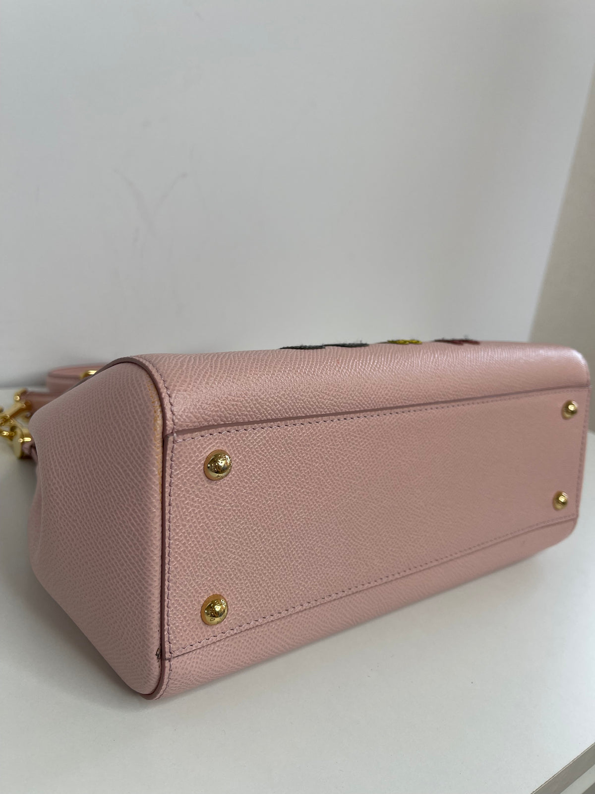 Dolce & Gabbana Medium Miss Sicily Pink Dauphine Leather Family Patch