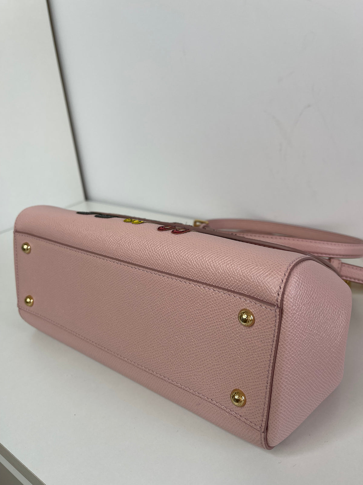 Dolce & Gabbana Medium Miss Sicily Pink Dauphine Leather Family Patch