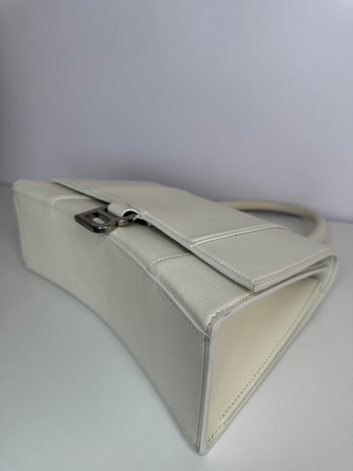 Balenciaga Hourglass Medium White Top Handle Bag