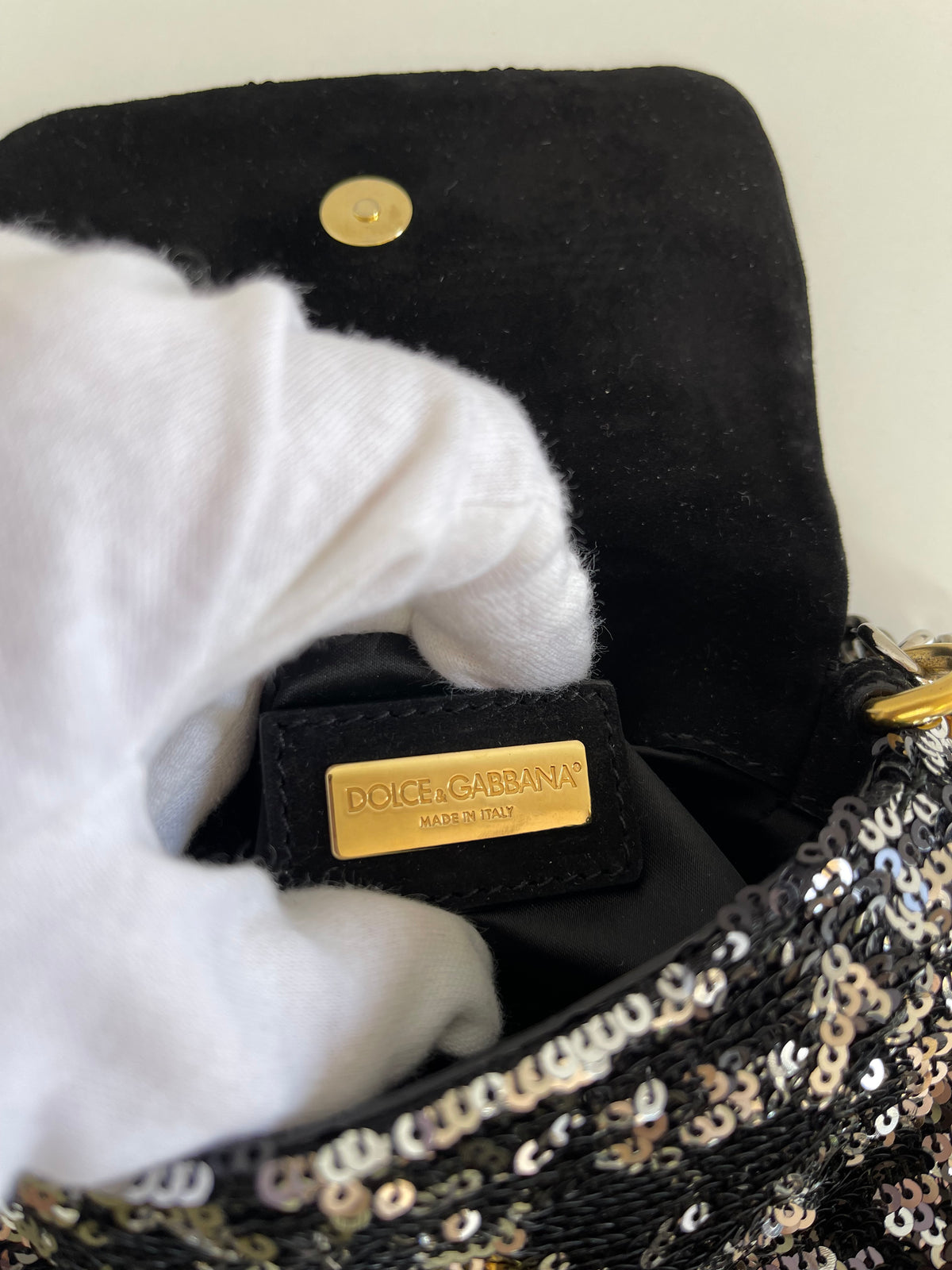 Dolce Gabbana Miss Charles Mini Flap Sequins Shoulder Bag