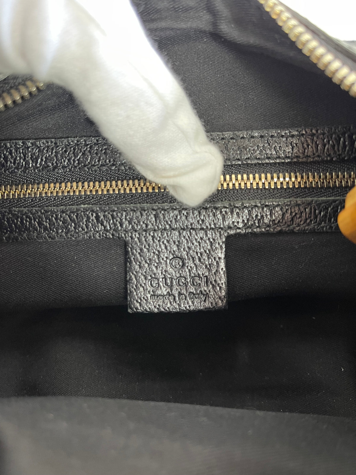 Gucci Monogram Bamboo Horsebit Amalfi Hobo Black
