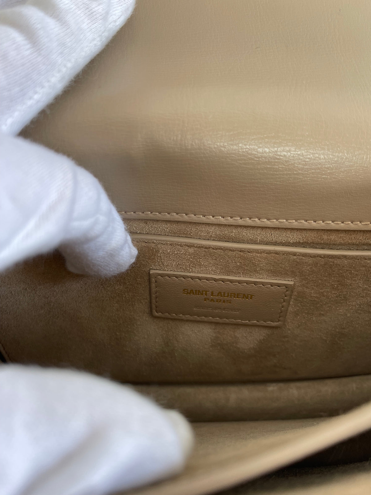 Saint Laurent Calfskin Medium Monogram Sunset Dark Beige