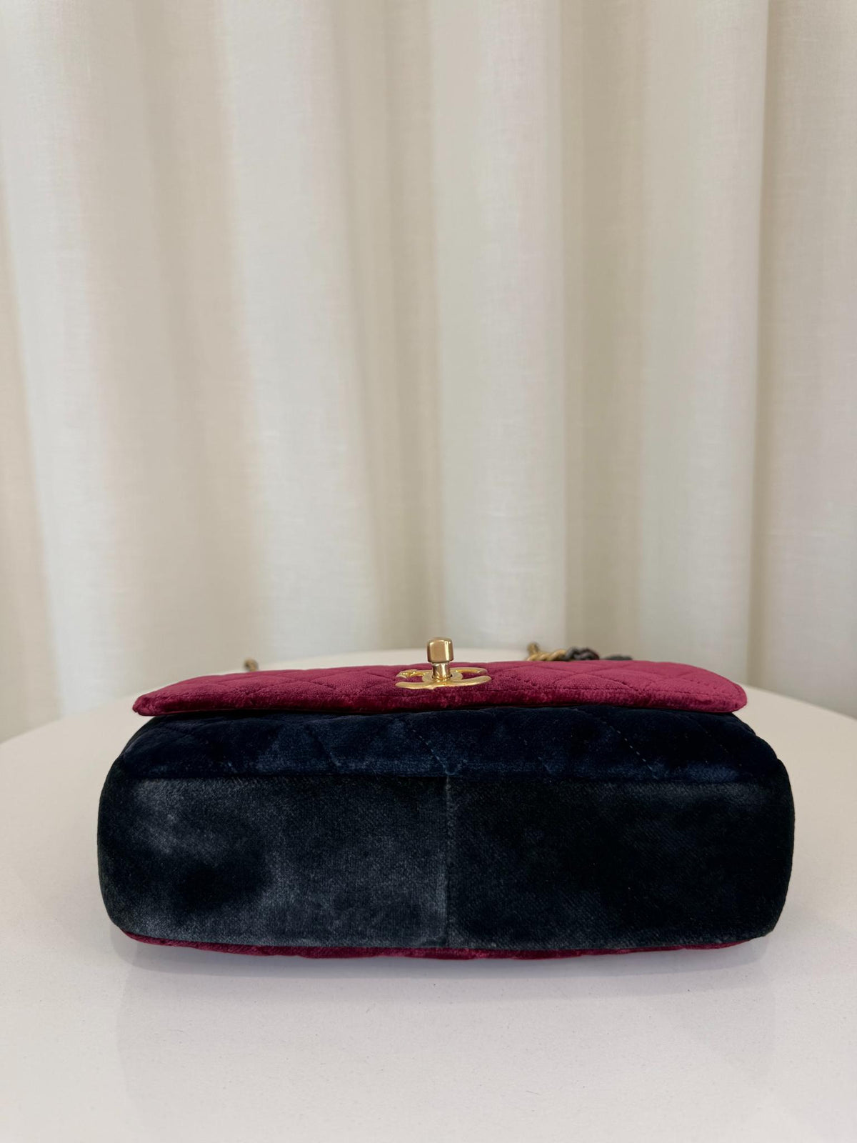 Chanel Paris Cosmopolite Small Tricolor Quilted Velvet Private Affair Camellia Flap