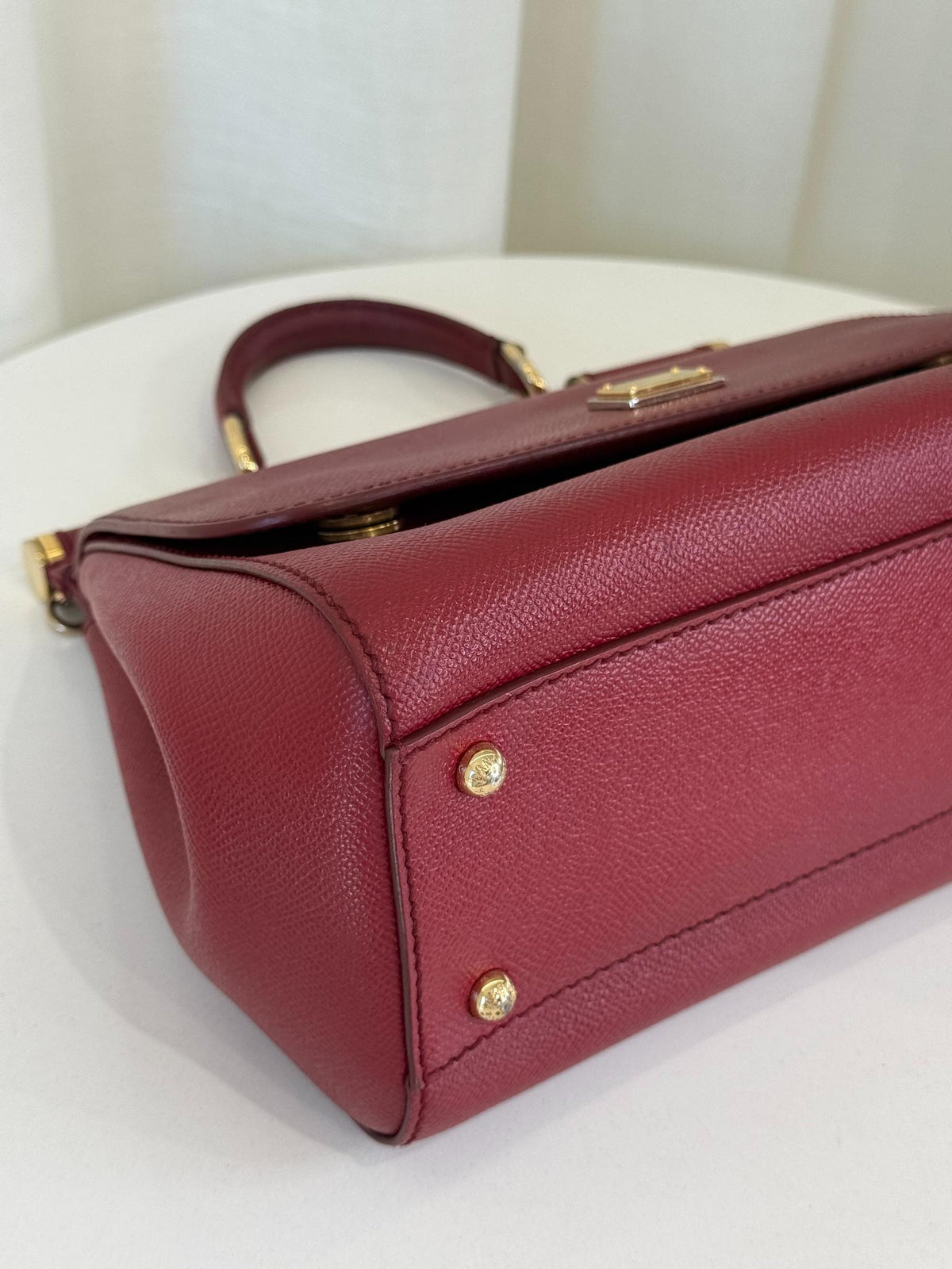Dolce Gabbana Medium Miss Sicily Burgundy Dauphine Calfskin Handbag