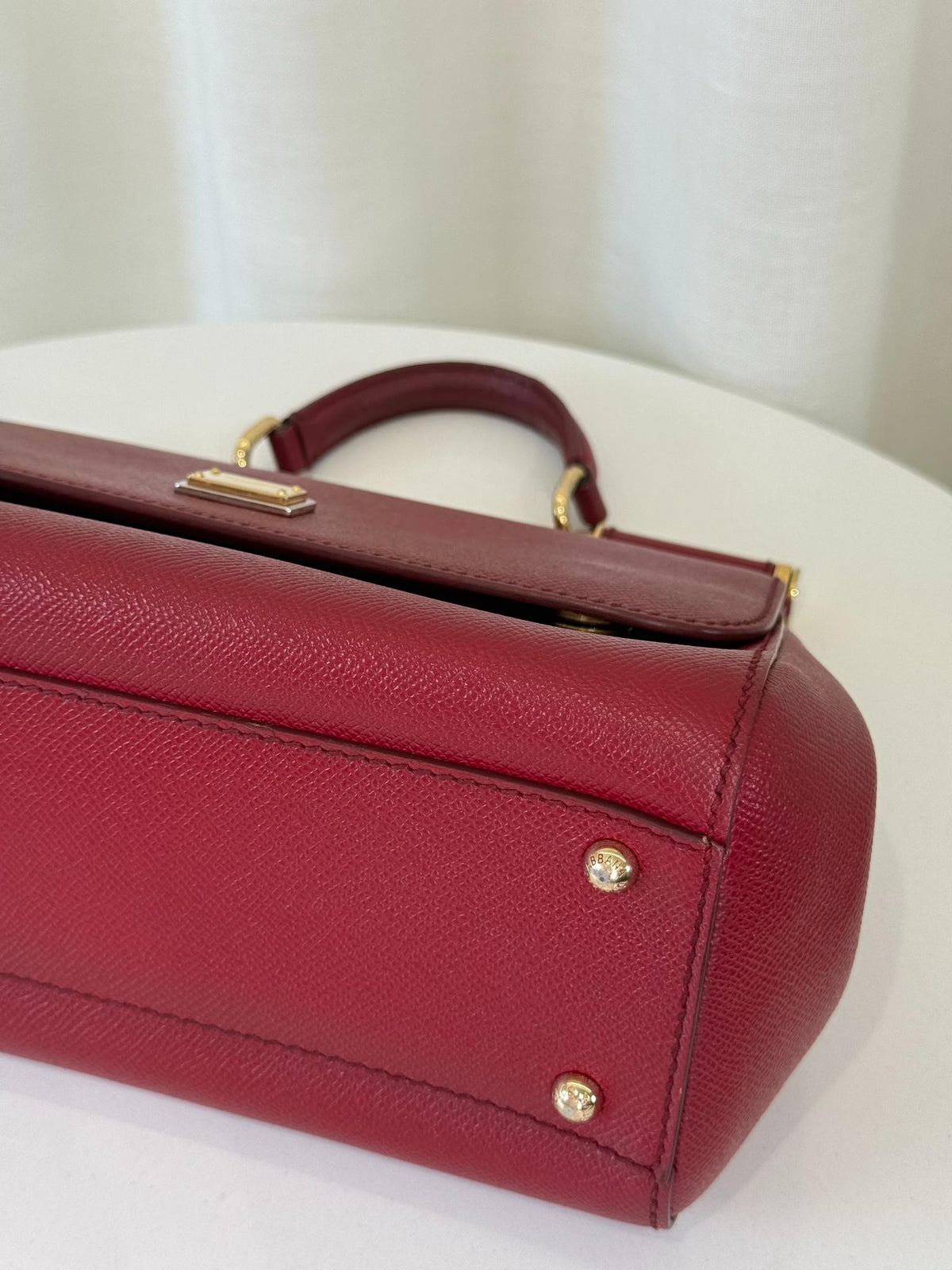 Dolce Gabbana Medium Miss Sicily Burgundy Dauphine Calfskin Handbag