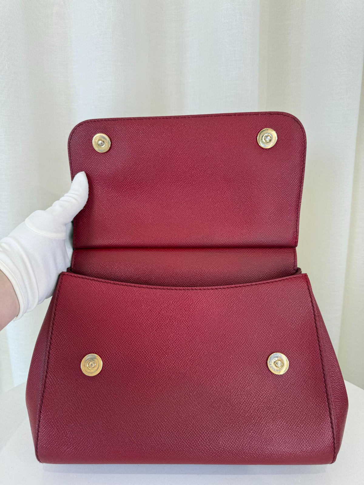 Dolce Gabbana Medium Miss Sicily Burgundy Dauphine Calfskin Handbag