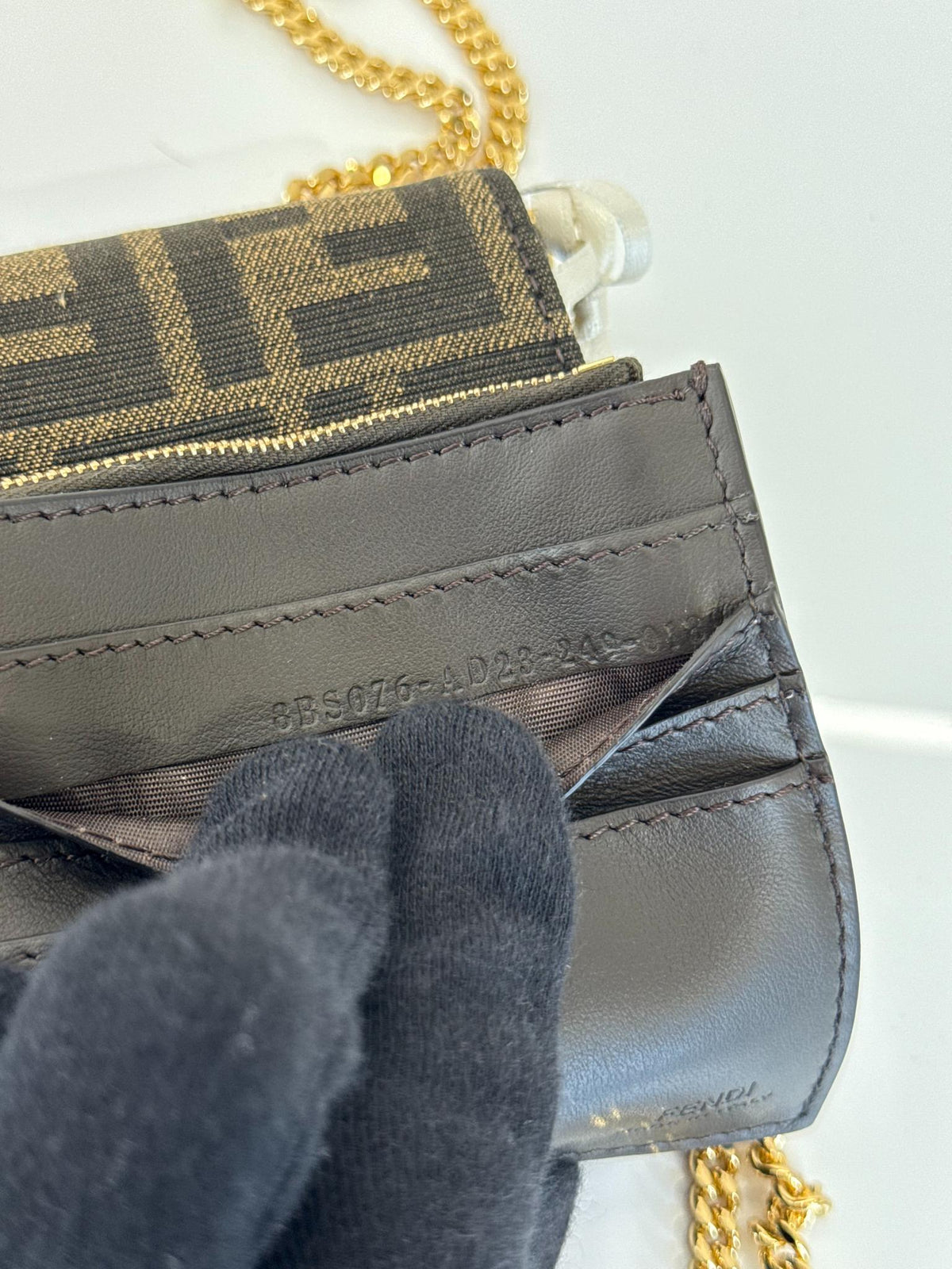 Fendi Fendigraphy Brown FF Fabric Wallet On Chain