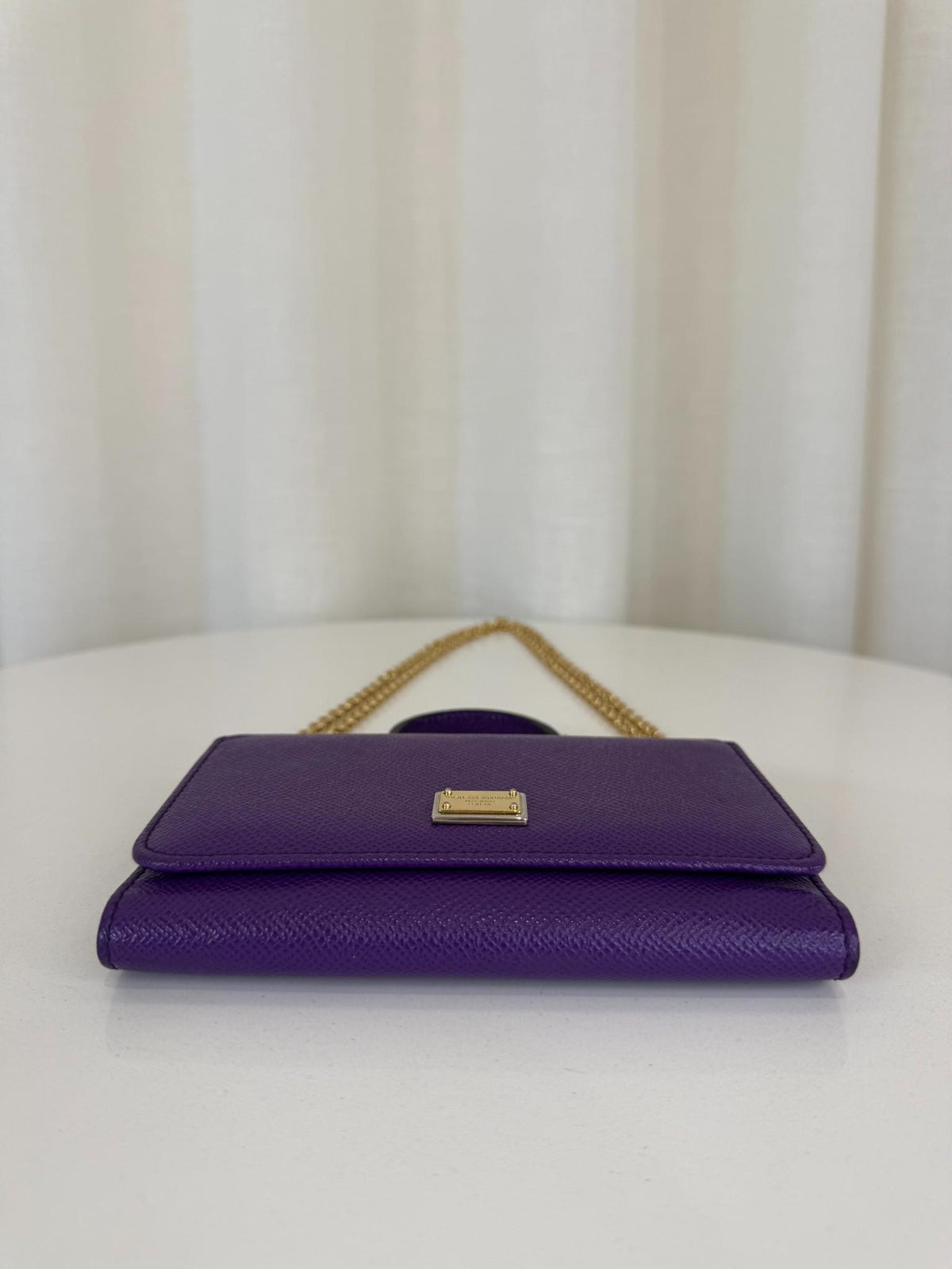 Dolce Gabbana Purple Leather Sicily Wallet on Chain