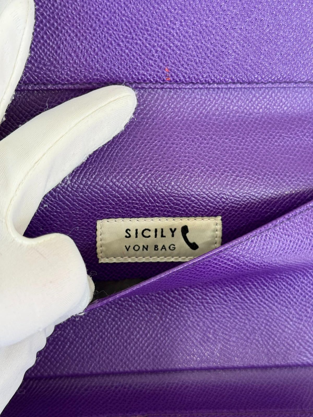 Dolce Gabbana Purple Leather Sicily Wallet on Chain