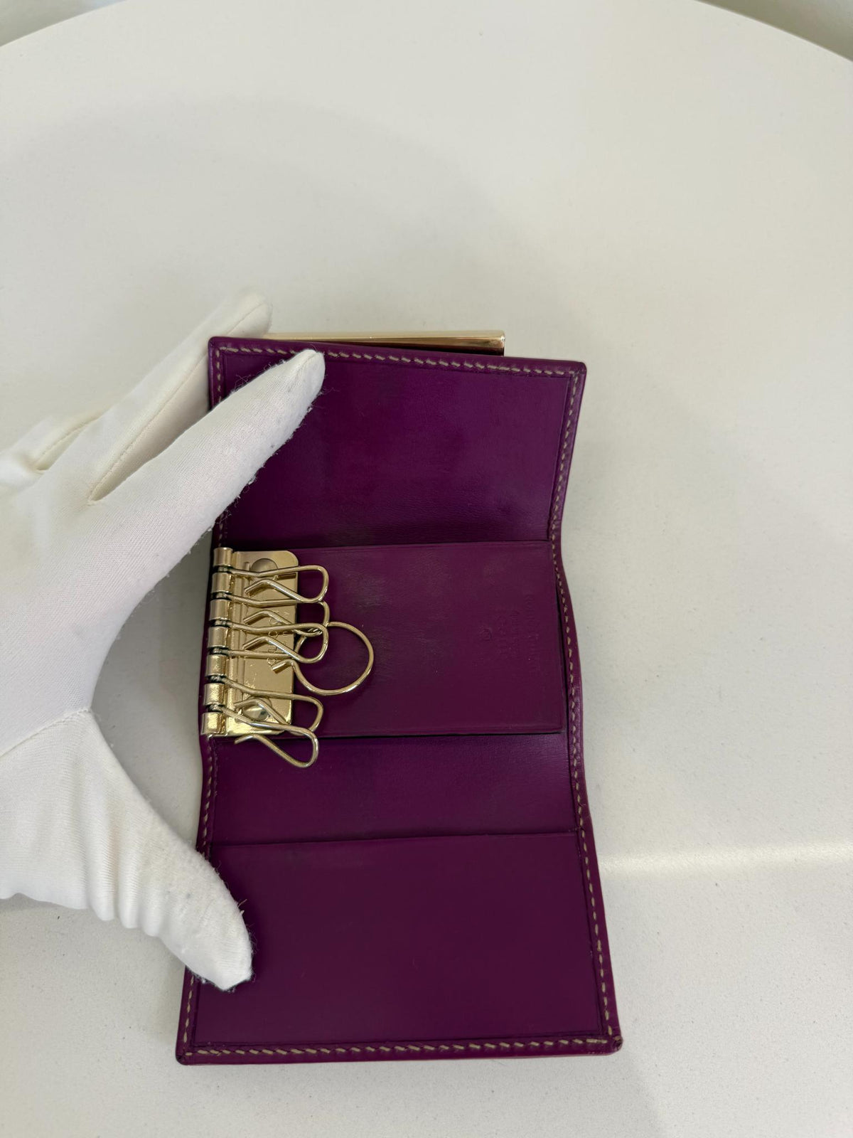 Gucci Purple/Beige GG Canvas and Leather Web Key Holder
