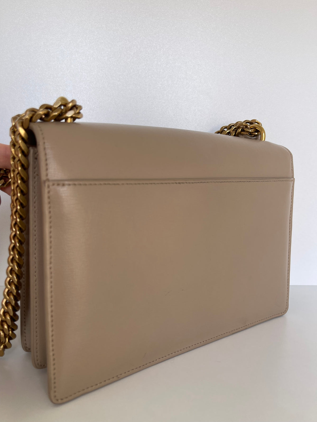 Saint Laurent Calfskin Medium Monogram Sunset Dark Beige