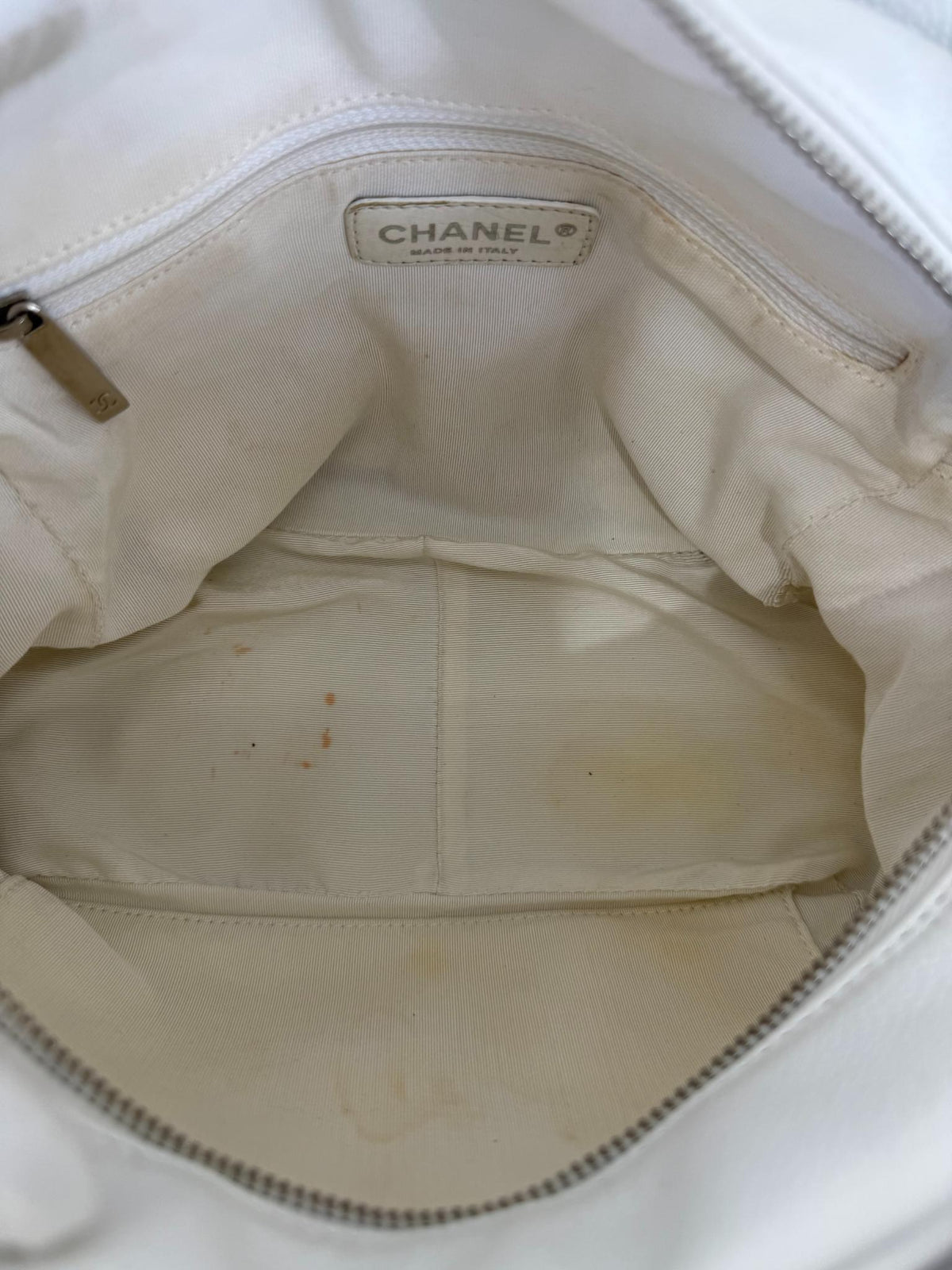Chanel White Quilted Caviar Leather Petite Timeless Shopping Tote Bag