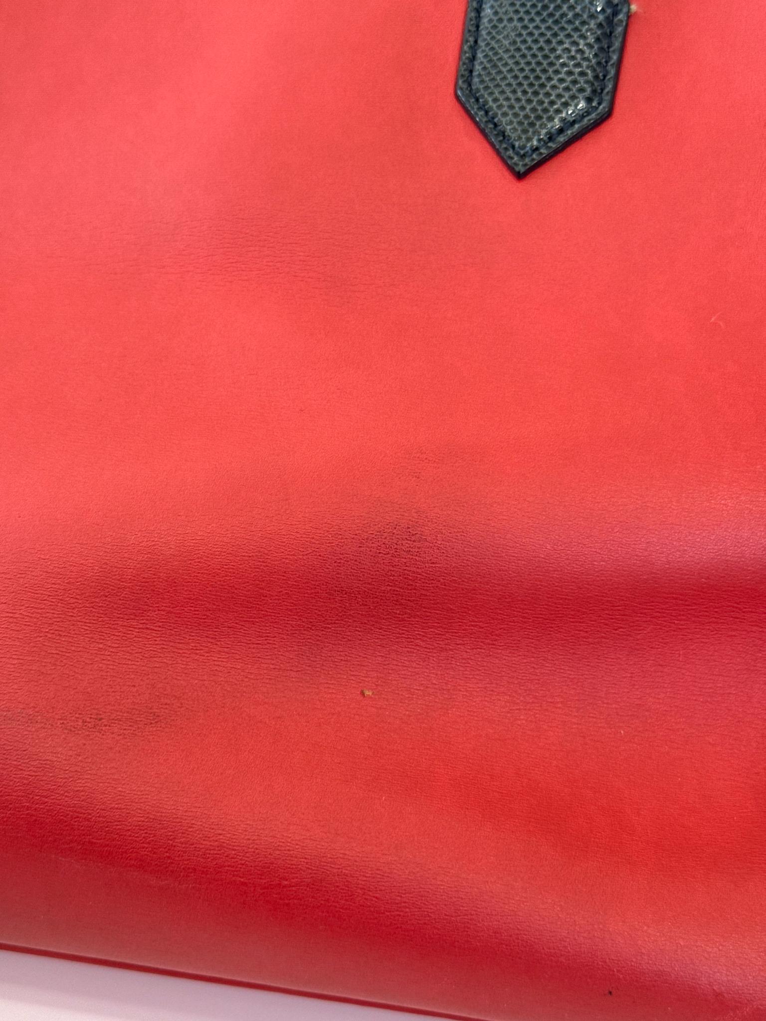 Balenciaga Red Smooth Calfskin Leather and Snake Padlock Work S Tote Bag