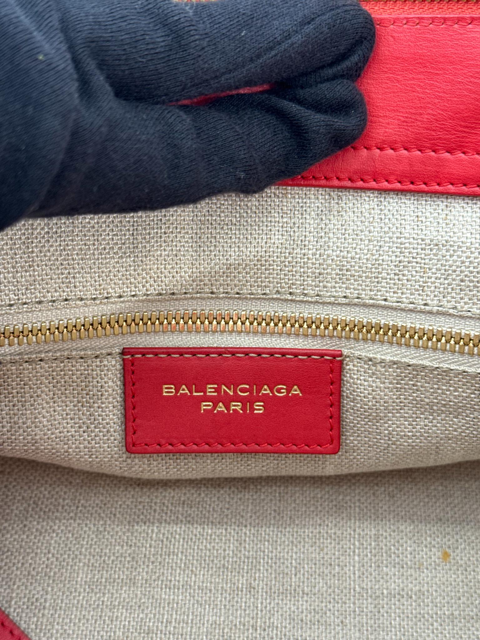 Balenciaga Red Smooth Calfskin Leather and Snake Padlock Work S Tote Bag