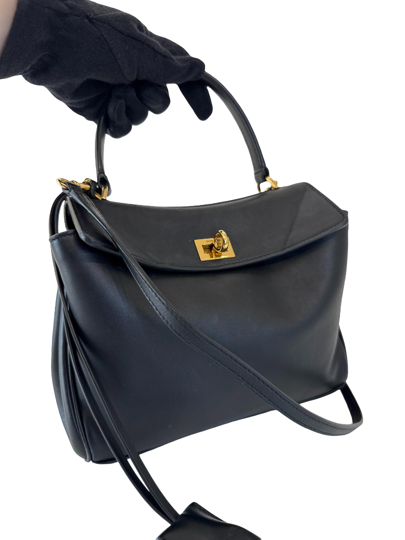 Balenciaga Rodeo Black Leather Small Tote Bag