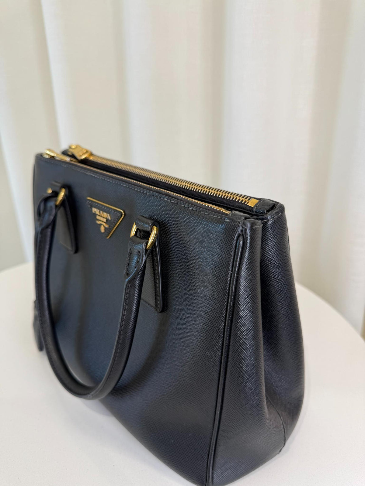 Prada Galleria Black Saffiano Galleria Double Zip Tote Bag