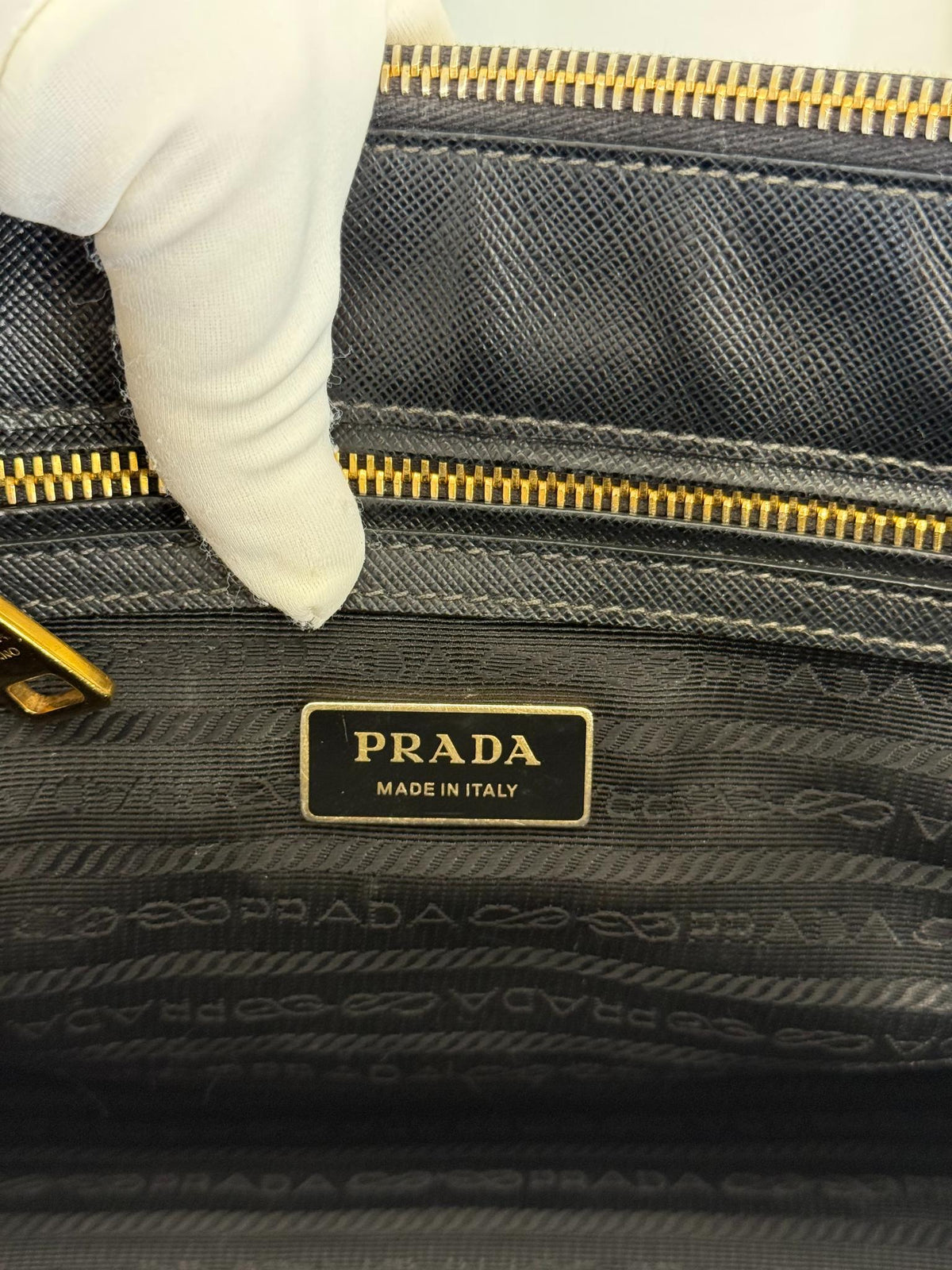 Prada Galleria Black Saffiano Galleria Double Zip Tote Bag
