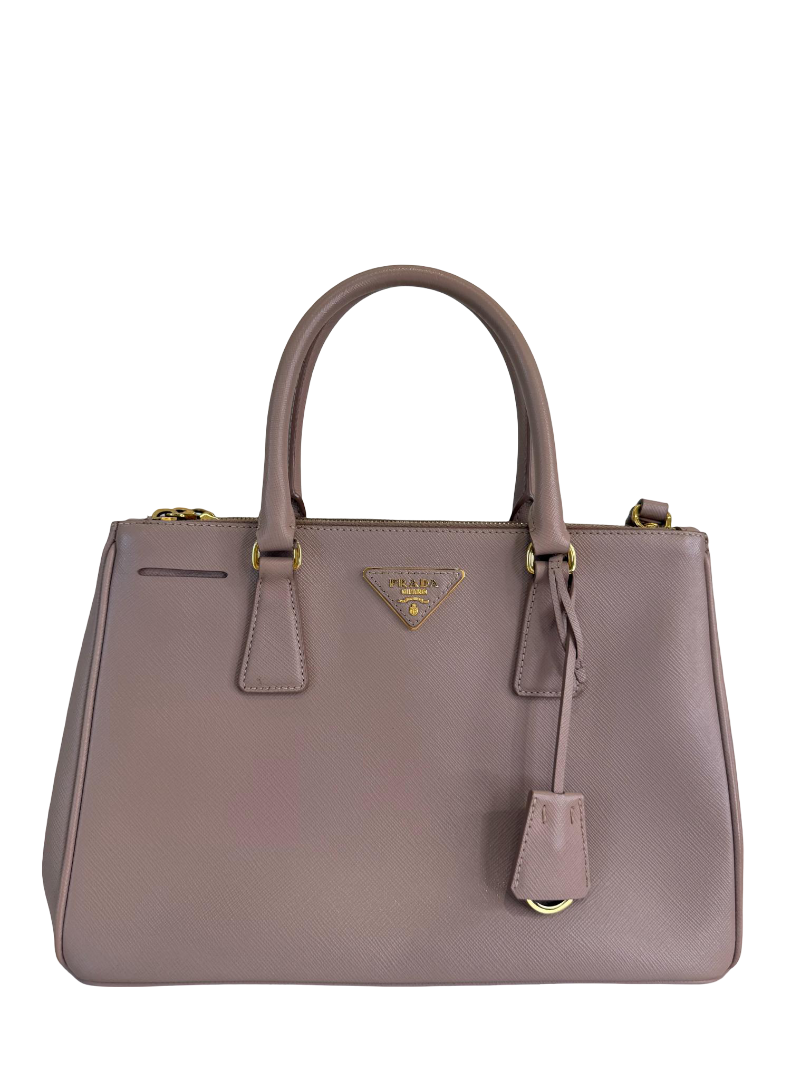 Prada Galleria Beige Saffiano Galleria Double Zip Tote Bag