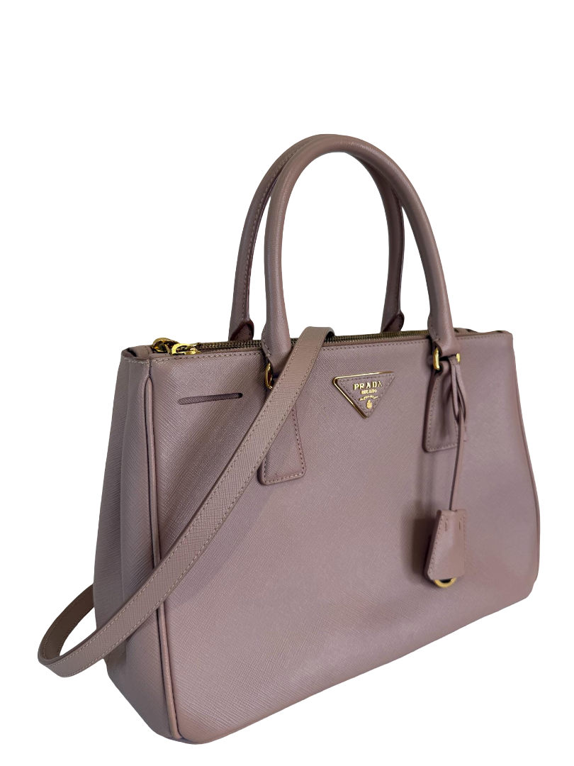 Prada Galleria Beige Saffiano Galleria Double Zip Tote Bag