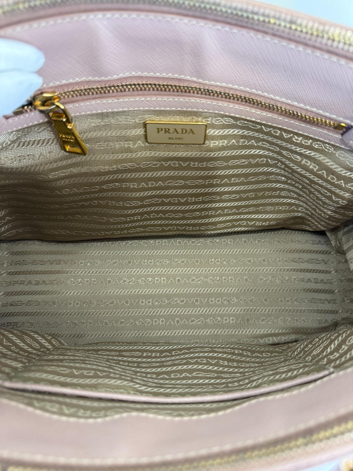 Prada Galleria Beige Saffiano Galleria Double Zip Tote Bag