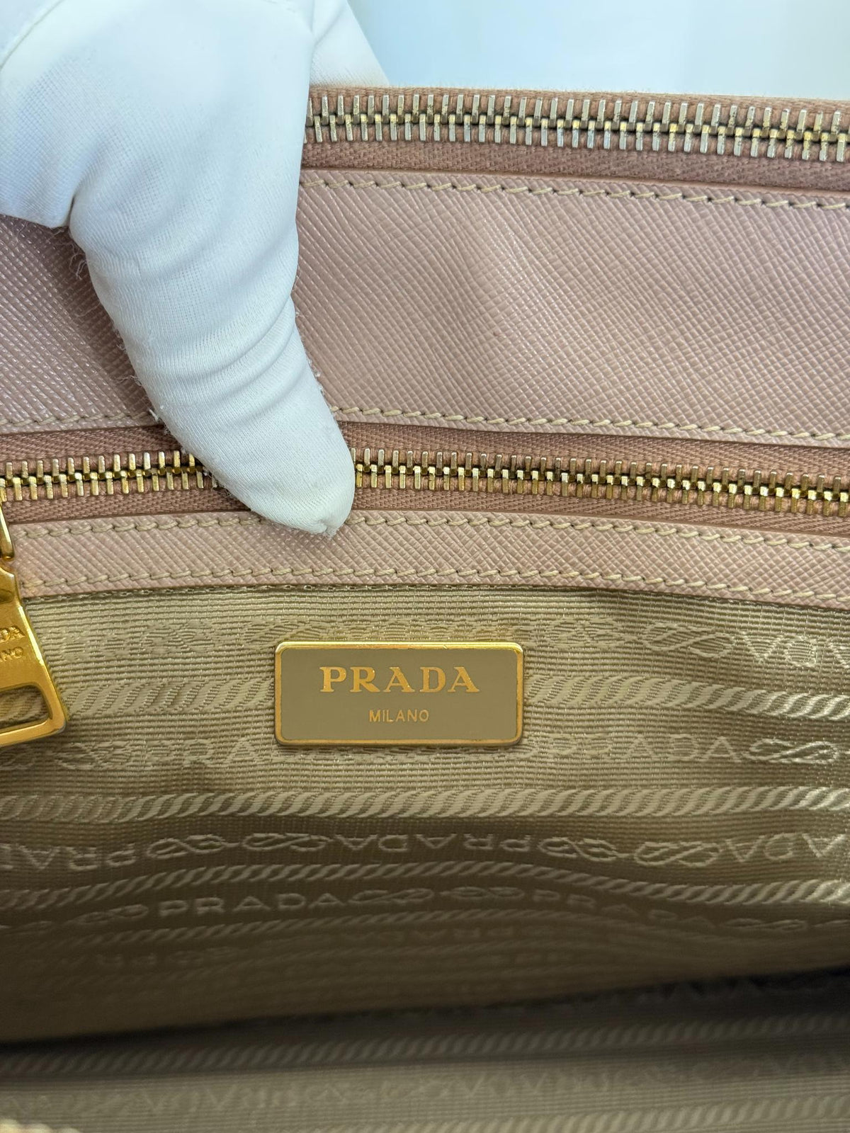 Prada Galleria Beige Saffiano Galleria Double Zip Tote Bag