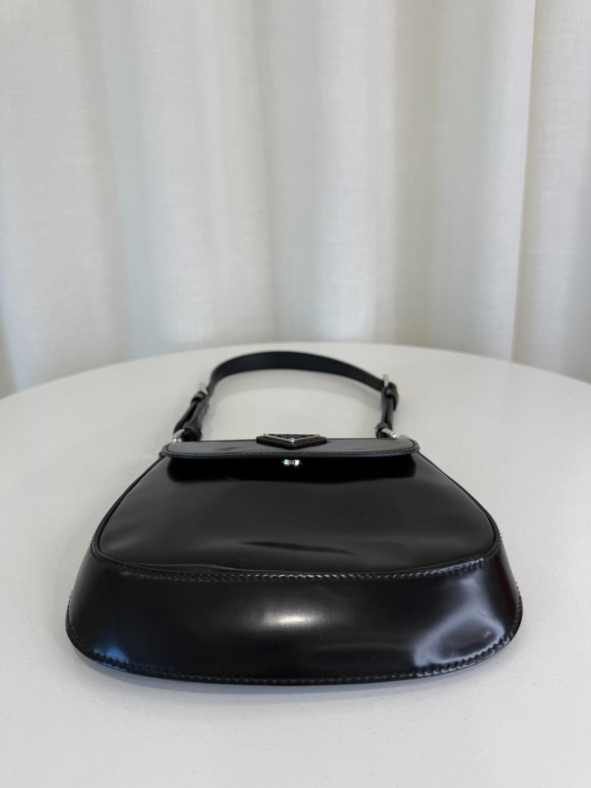 Prada Mini Cleo Black Spazzolato Leather Shoulder Bag