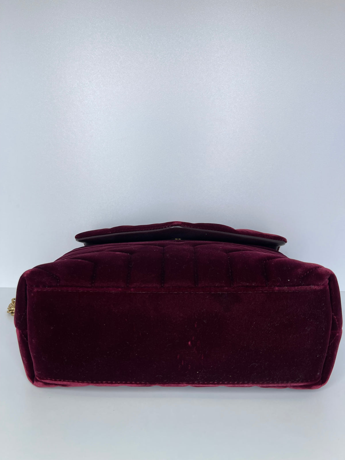 Saint Laurent Velvet Y Quilted Monogram Small Loulou Chain Satchel Burgundy