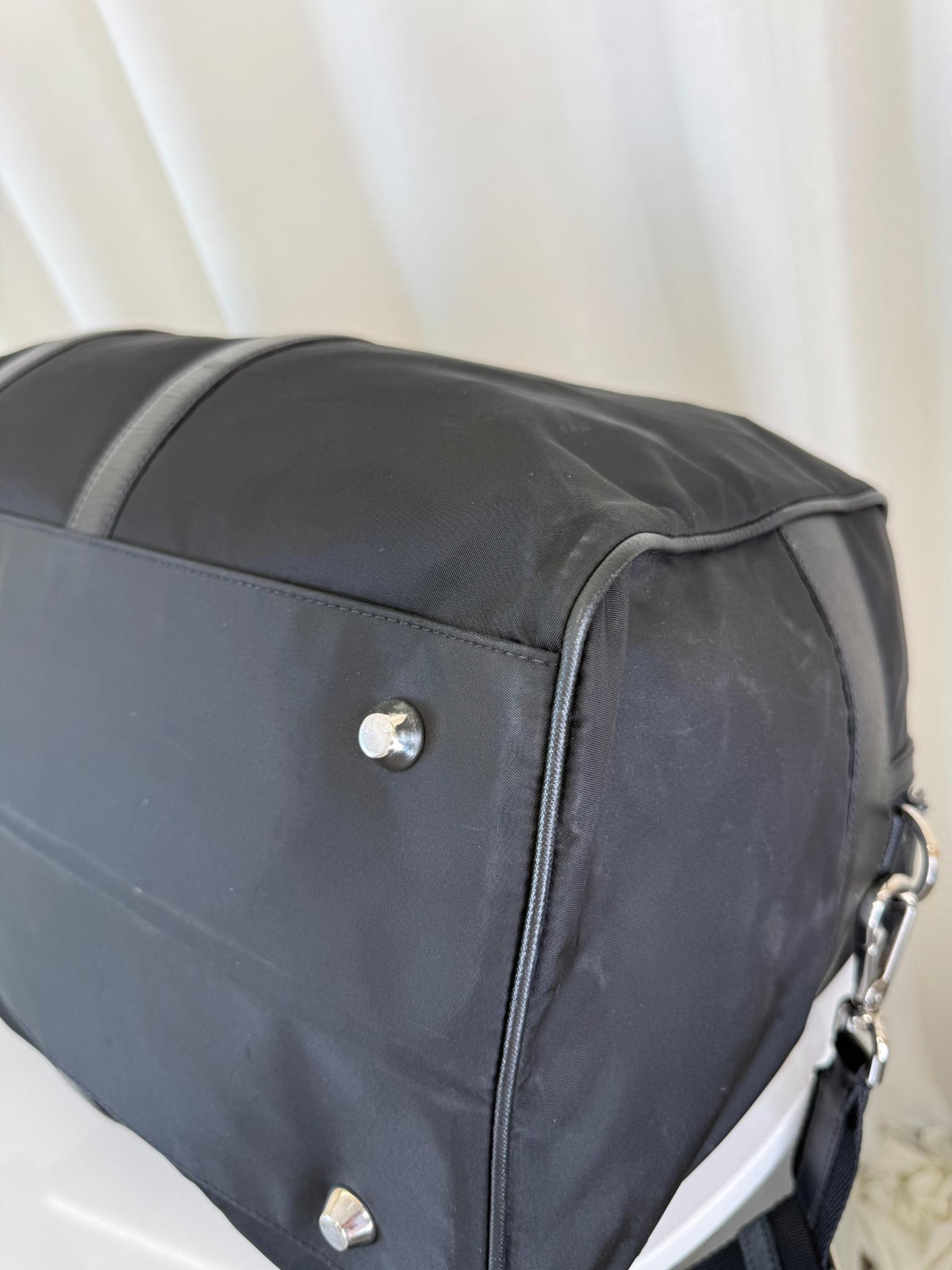 Prada Black Nylon and Saffiano Leather Travel Bag