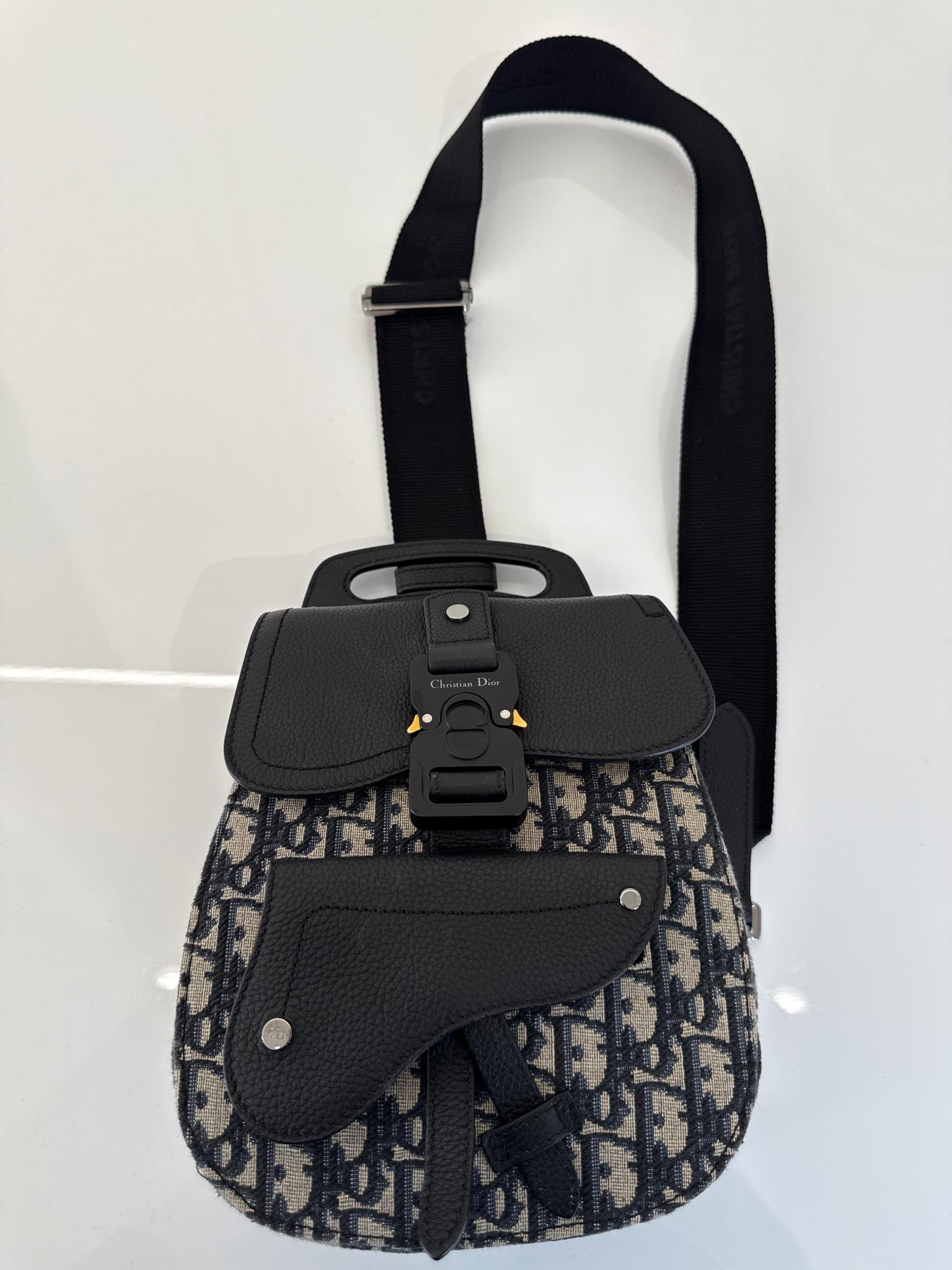 Dior Men's Gallop Sling Navy Blue Oblique Canvas Jacquard Bag