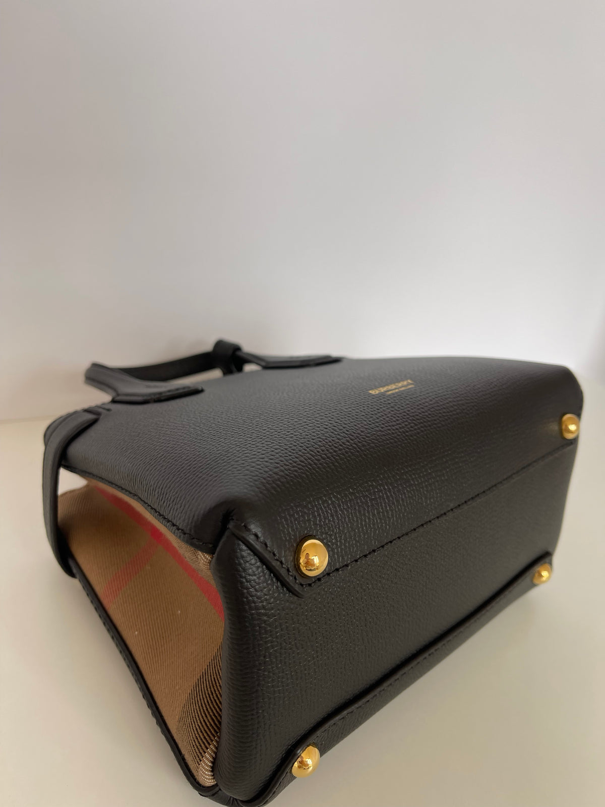 Burberry Baby Banner Black Leather House Check Tote Bag