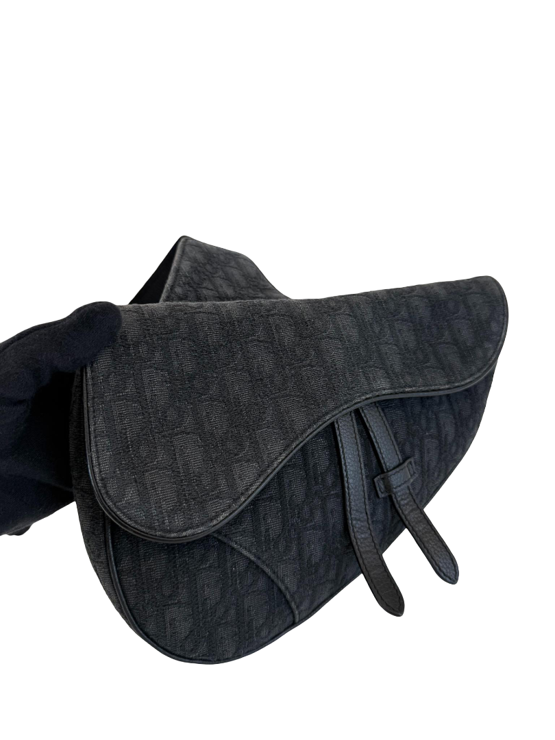 Christian Dior Men’s Black Dior Oblique Jacquard Saddle Bag