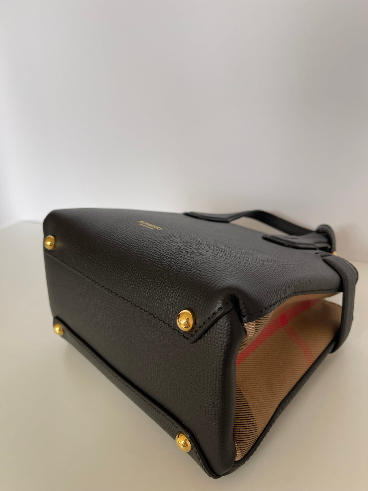 Burberry Baby Banner Black Leather House Check Tote Bag