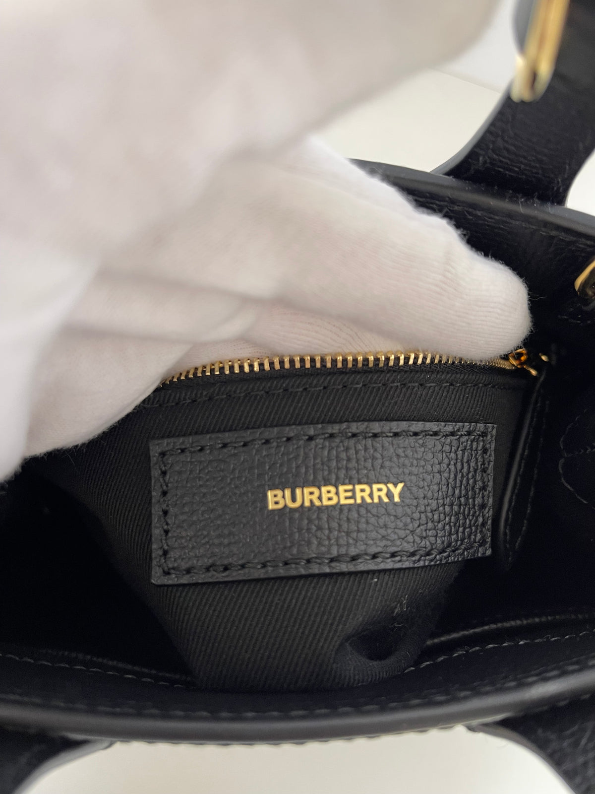 Burberry Baby Banner Black Leather House Check Tote Bag