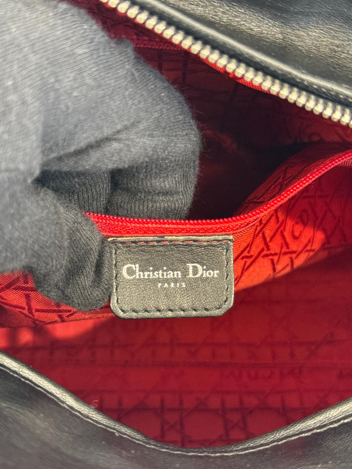 Christian Dior Large Lady Dior Black Cannage Lambskin Handbag
