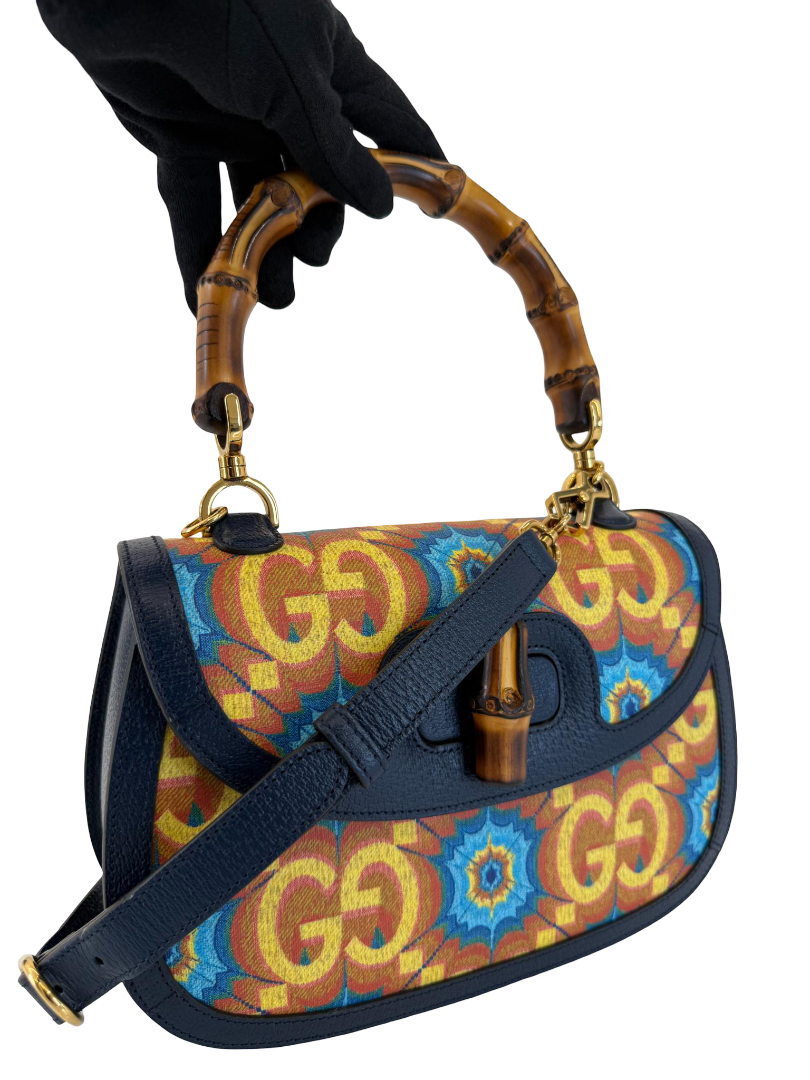 Gucci Limited Edition 100th Anniversary Medium Kaleidoscope 1947 Bamboo Top Handle