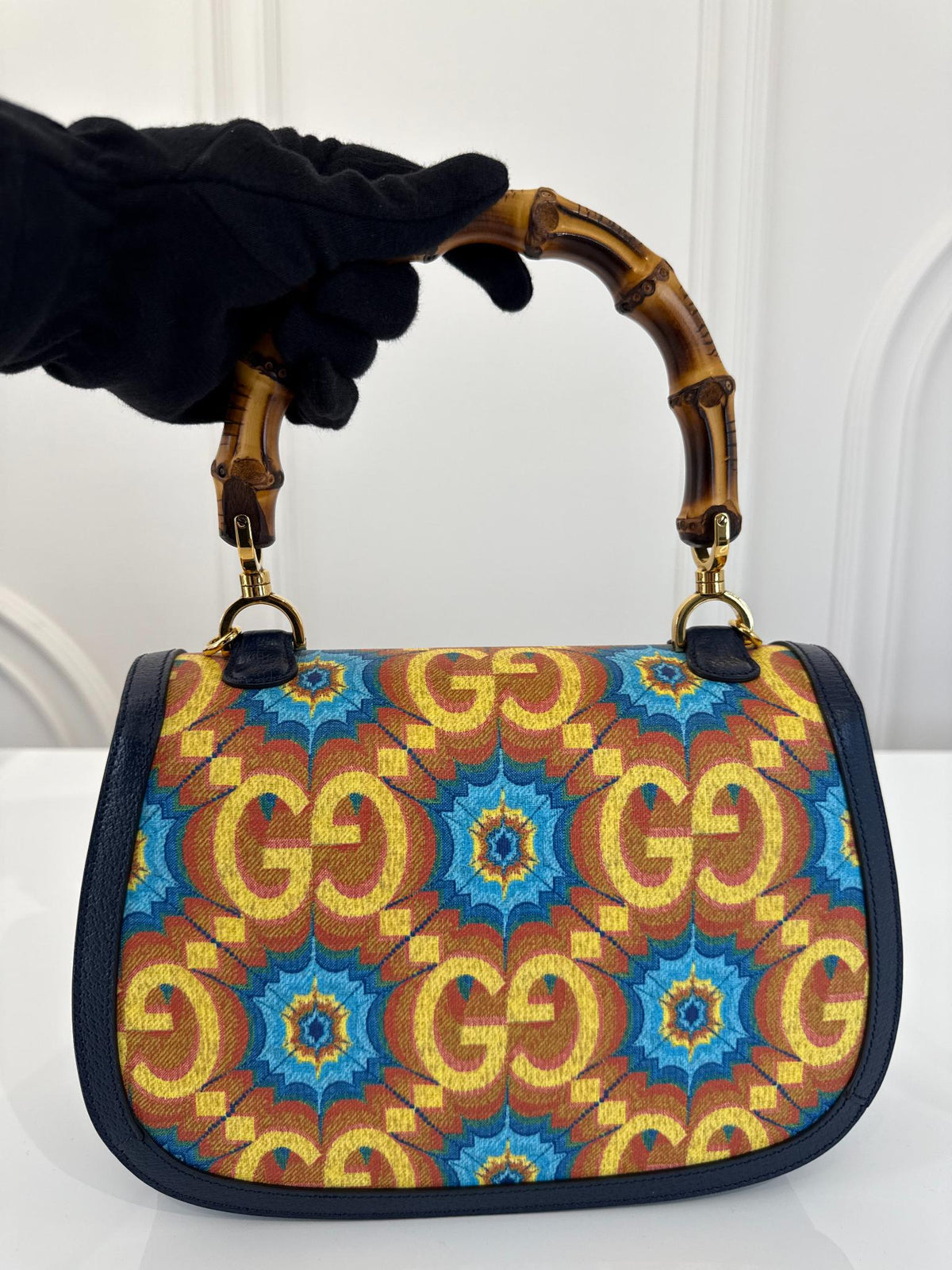 Gucci Limited Edition 100th Anniversary Medium Kaleidoscope 1947 Bamboo Top Handle