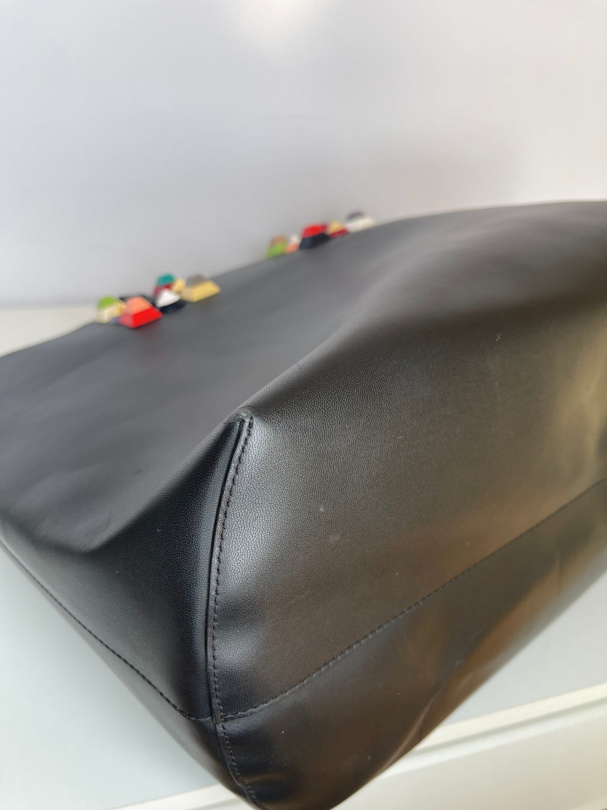 Fendi Rainbow Studded Leather Medium Roll Tote