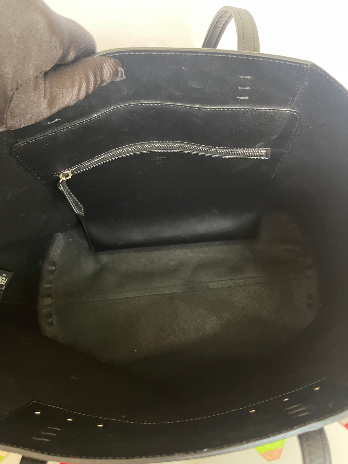 Fendi Rainbow Studded Leather Medium Roll Tote