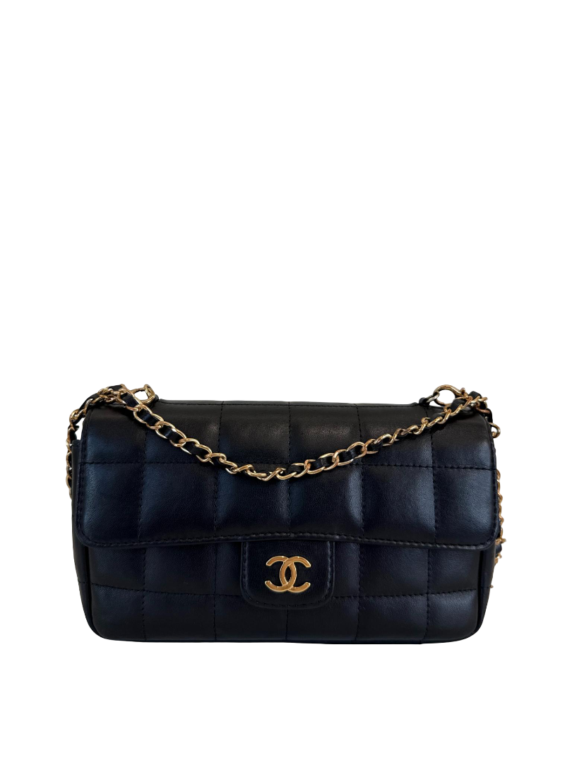 Chanel Black Lambskin Chocolate Bar Mini Flap Bag