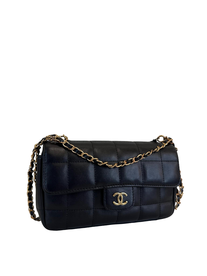 Chanel Black Lambskin Chocolate Bar Mini Flap Bag