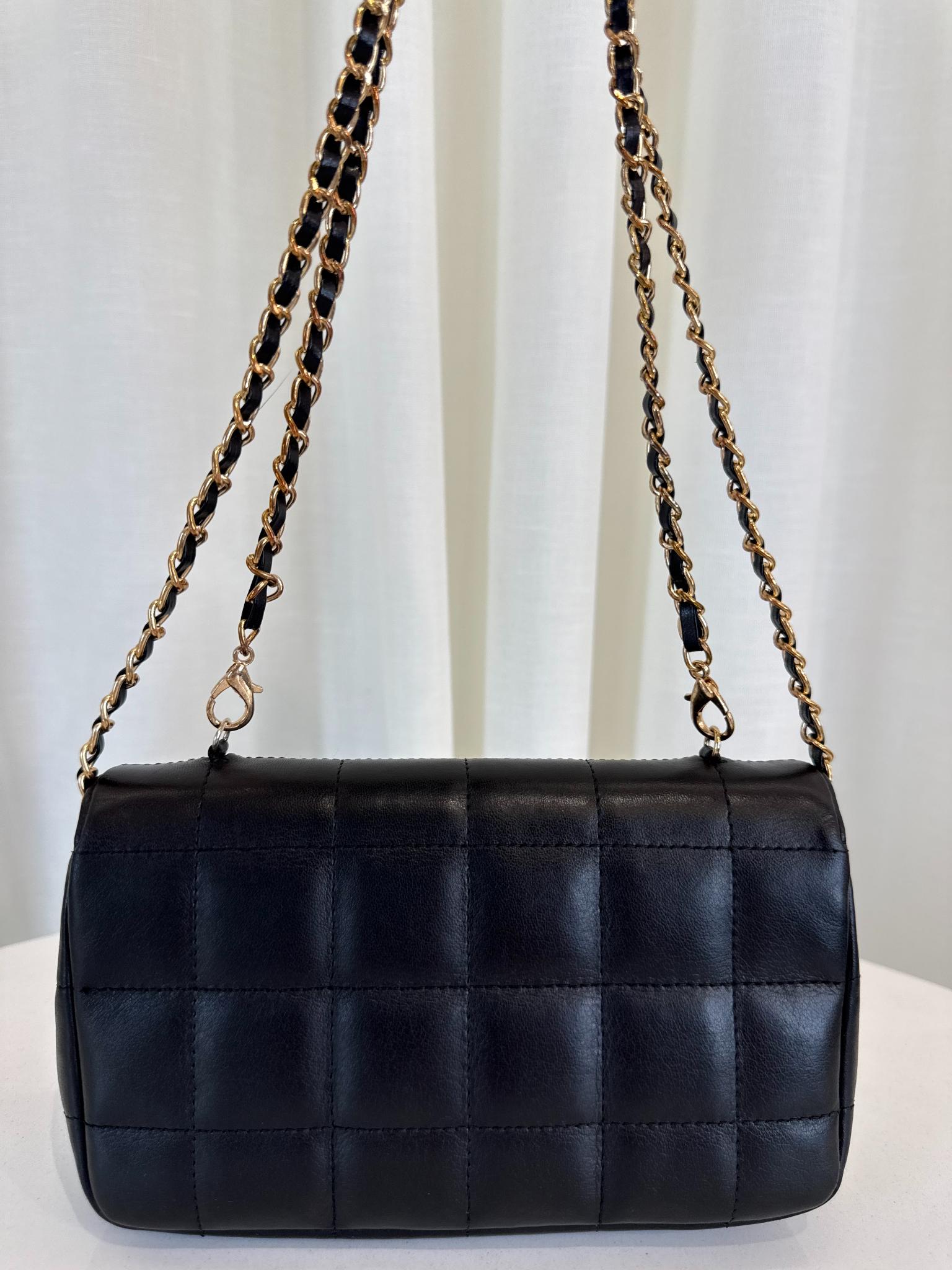 Chanel Black Lambskin Chocolate Bar Mini Flap Bag
